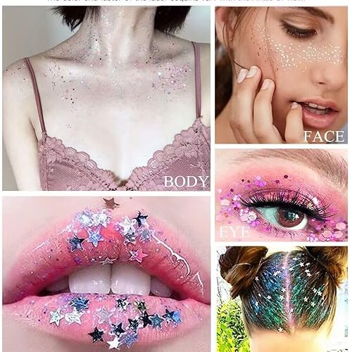 Miniatura 7 de 12 unidades de lentejuelas para uñas con purpurina de estrella, multicolor, purpurina gruesa, lentejuelas holográficas, Kawaii para uñas, escamas