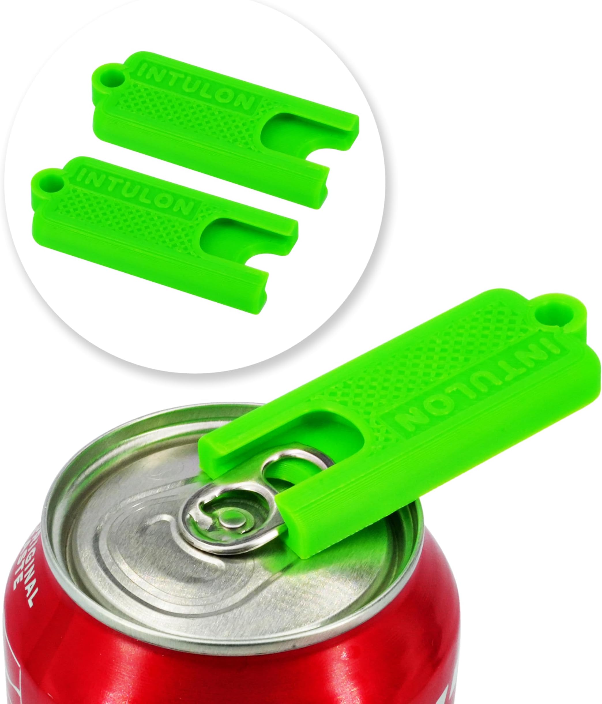 Intulon Soda Can Tab Opener, Pop Tab Lifter for Easy Opening - Compact Kitchen Gadget for Seniors, Arthritis Friendly, Portable Pocket Tool (Lime Green, Mini (2 Pack))