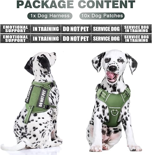 Miniatura 52 de WINSEE Arnés táctico para perro, arnés sin tirones para perros medianos y grandes con asa y Molle, arnés de servicio militar para perros pequeños