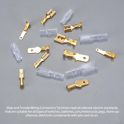 Miniatura 5 de KOXXIAMOQ 600 conectores de pala de alambre macho y hembra de 0.110 in, 0.189 in y 0.248 in, kit de manguito aislante, conectores de bala de altavoz