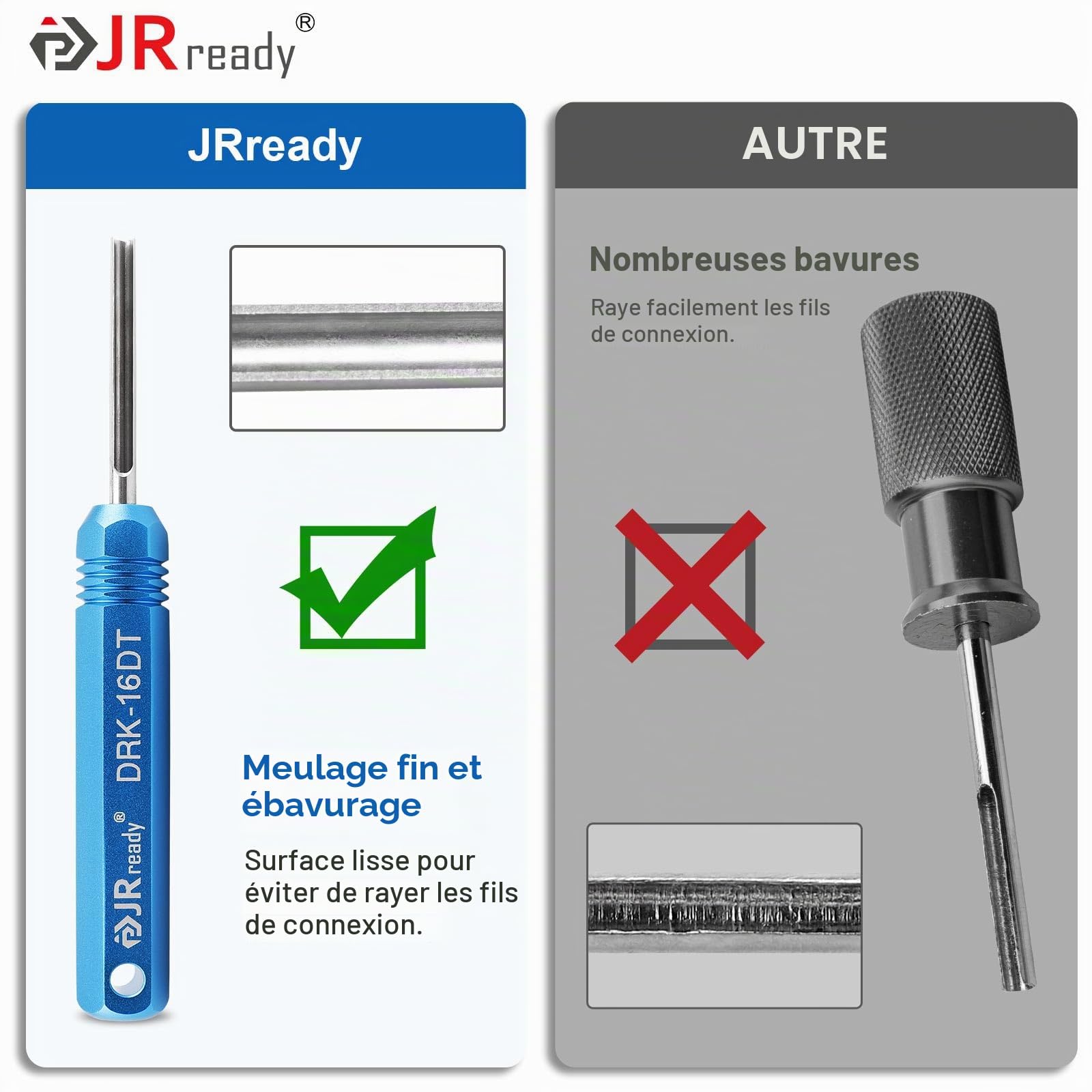 JRready ST5231-08 Kit d'outil d'extraction d'épingle allemand Pour 12# 16# 20# Contacts solides & estampés 10-22 AWG Outil de déverrouillage connecteur automobile Pour connecteur allemand