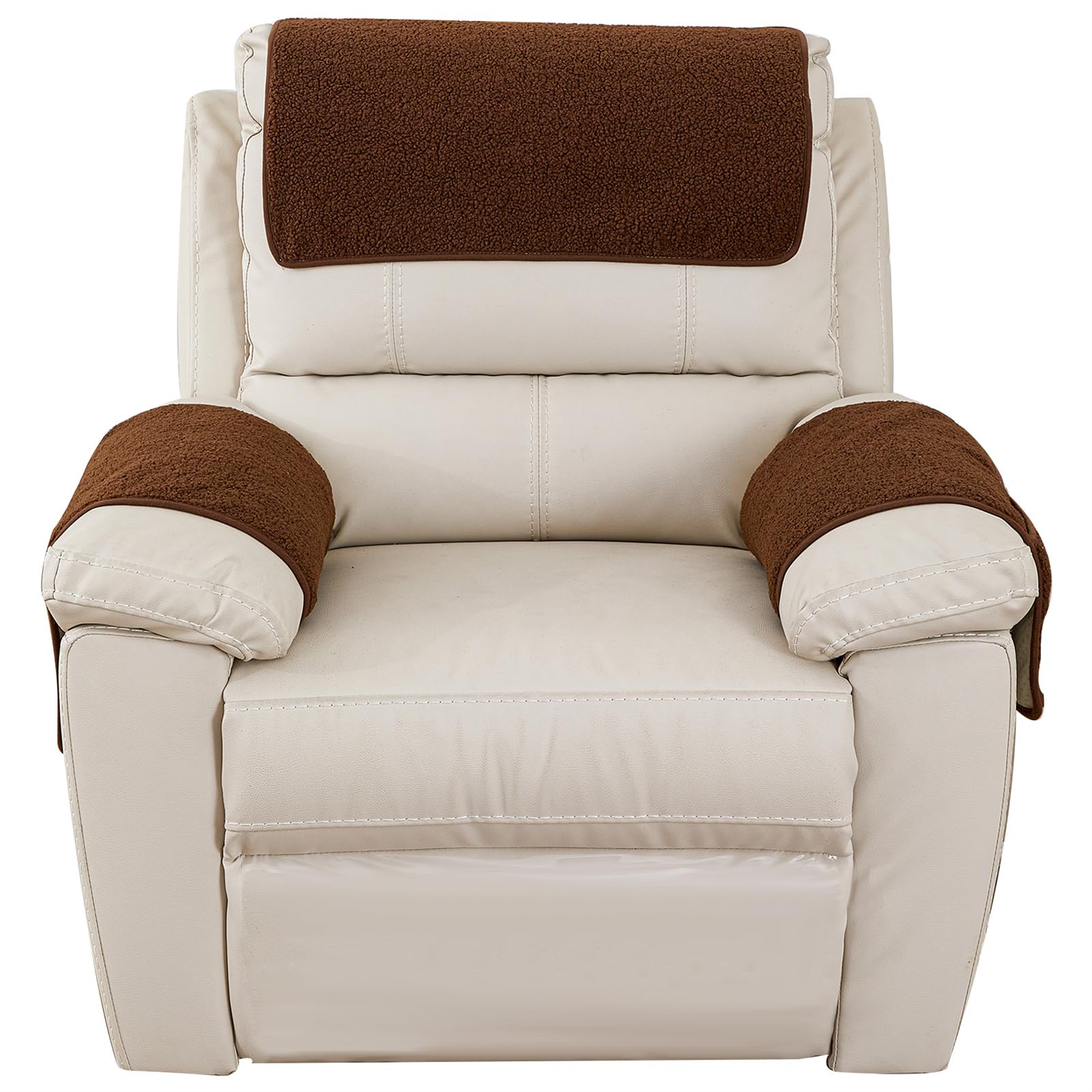 NNSMUN Armrest Cover, Sofa Arm Protector Covers, Armrest Chair Covers, Sherpa Fleece Armchair Cover, Stretch Armchair Couch Arm Rest Cover for Recliner, Chair, Sofa (Coffee,5pcs (with pocket))