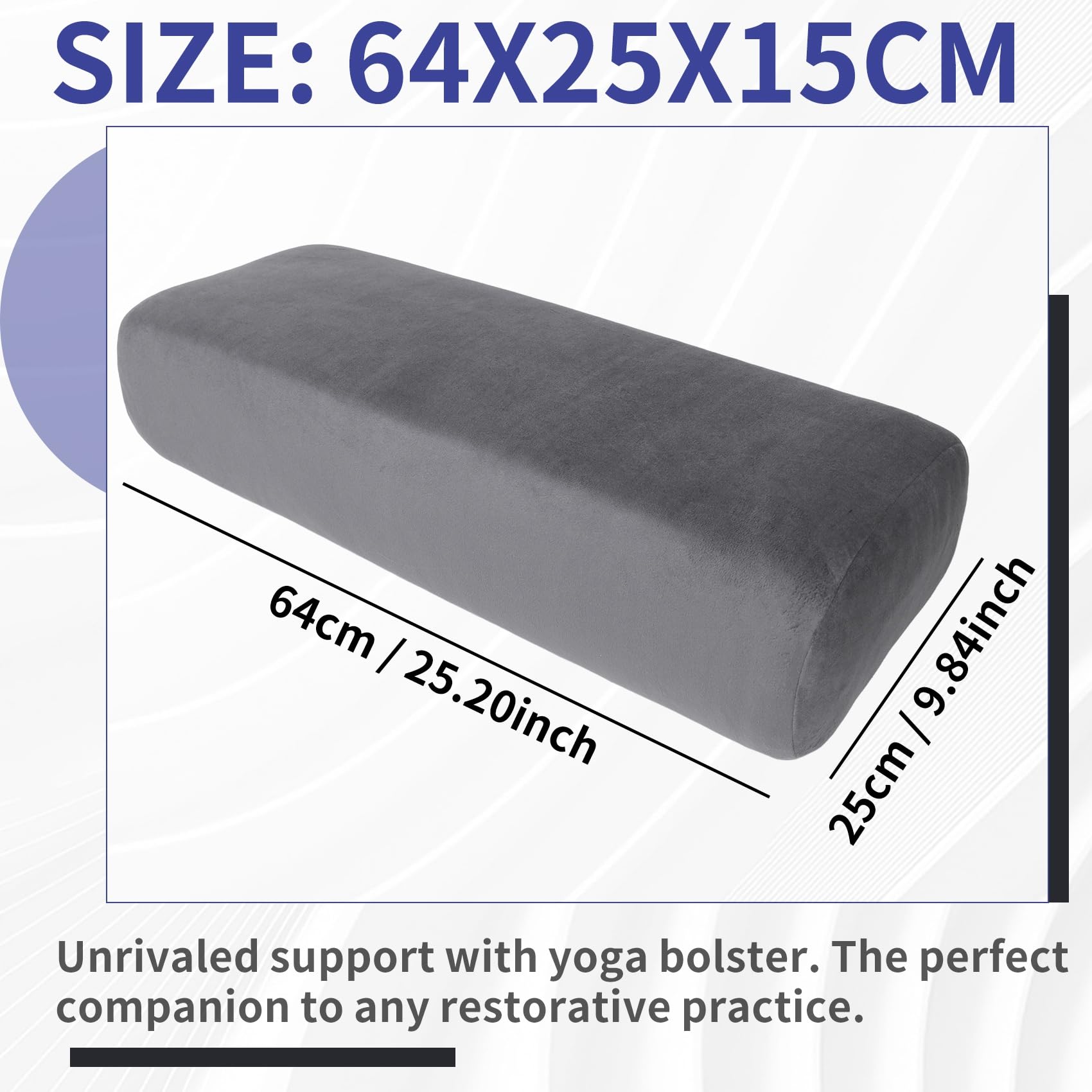 Yoga Bolster Kissen für Meditation und UnterstüTzung-Rechteckiges Yoga Kissen Yoga ZubehöR Aus der Maschine Waschbar