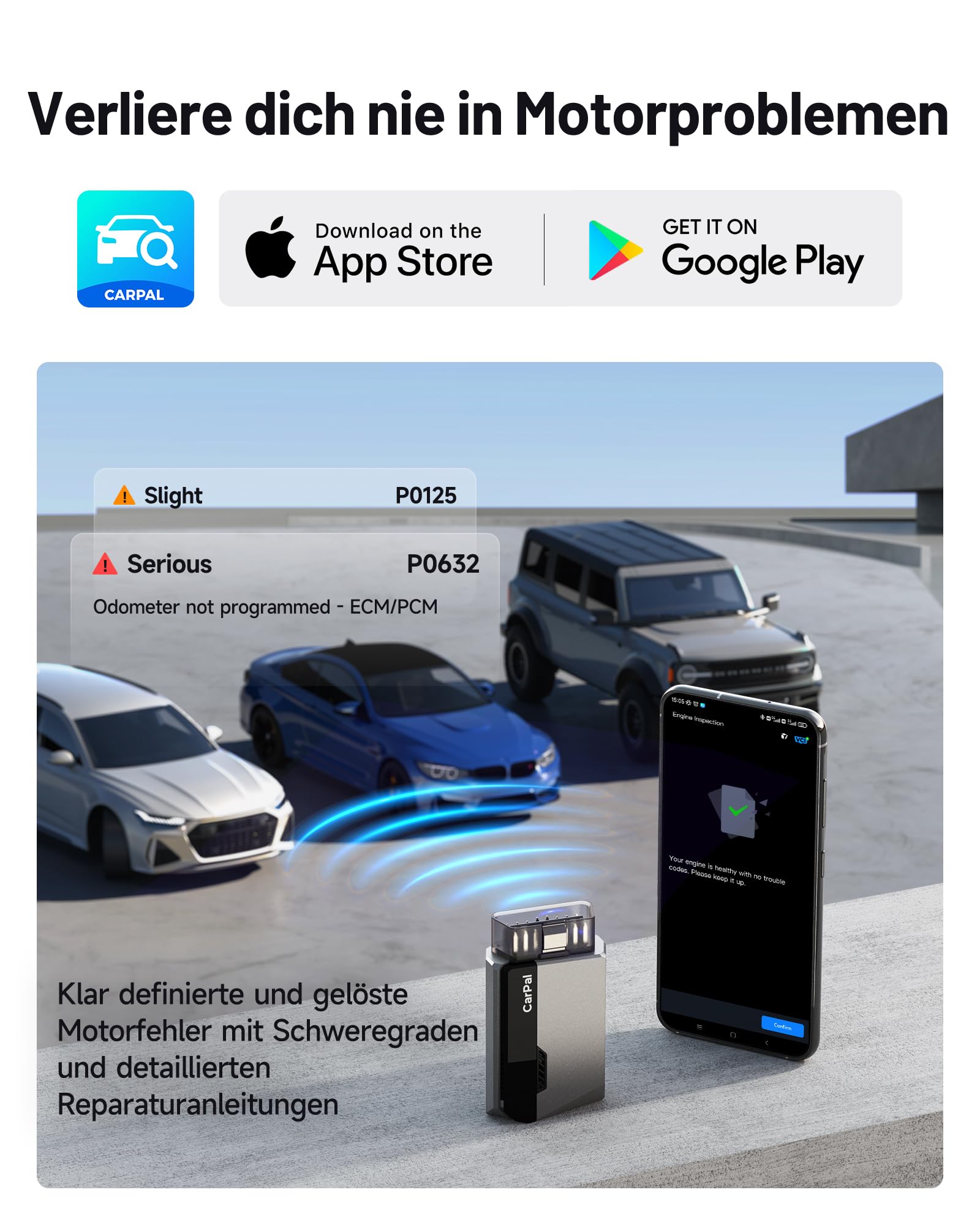 TOPDON OBD2 Diagnosegerät Carpal-A mit Bluetooth und 6 Reset Services, Diagnosegerät Auto mit Vollsystem Systemdiagnose für alle Fahrzeuge Kfz Pkw, OBD2 Scanner für iOS Android,1 Jahr Gratis