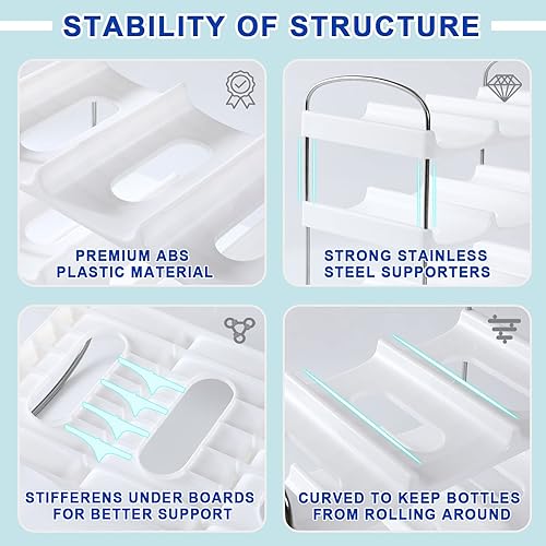 Vista 34 de LANDNEOO Soporte organizador apilable para botellas de agua, para la organización de vasos grandes de Stanley y otros, estante de plástico blanco
