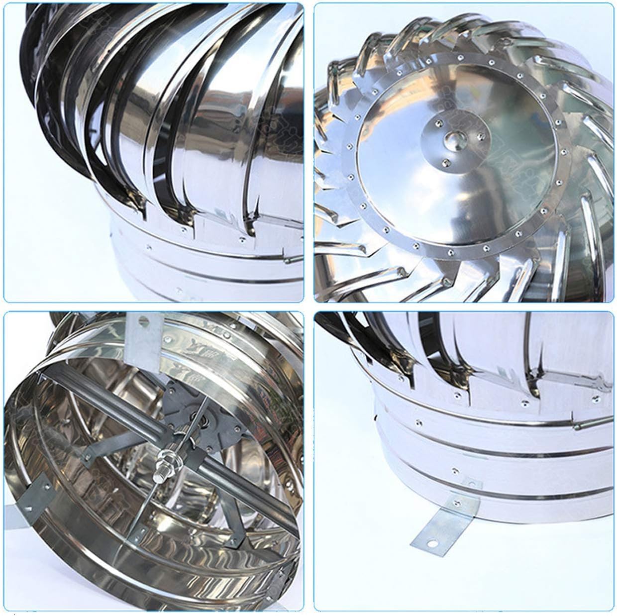 Rotat Acciaio Inox 304 Comignolo Cappello - Uccello Guard & Anti-Ritorno di Fumo Spinner - Universal Vento Stopper Tubi (500mm) - all-Purpose Camino Protezione