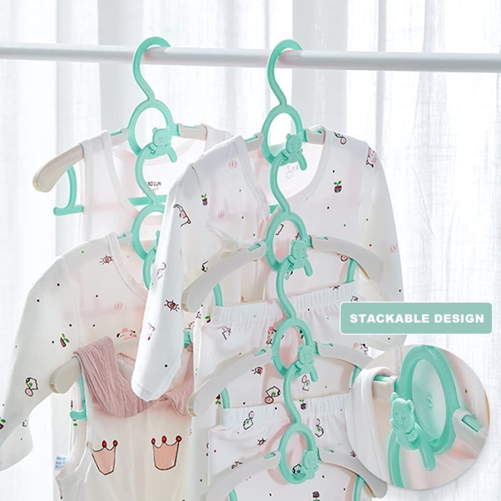 HGYZE Lot de 20 cintres de placard de chambre de bébé, ultra fins, antidérapants et extensibles, cintres réglables pour vêtements de nouveau-né, cadeau pour filles, garçons, tout-petits, enfants