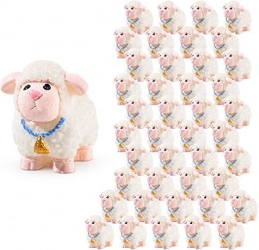 LOGOFUN 72pcs Miniature Sheep Resin Mini Garden Animal Decor