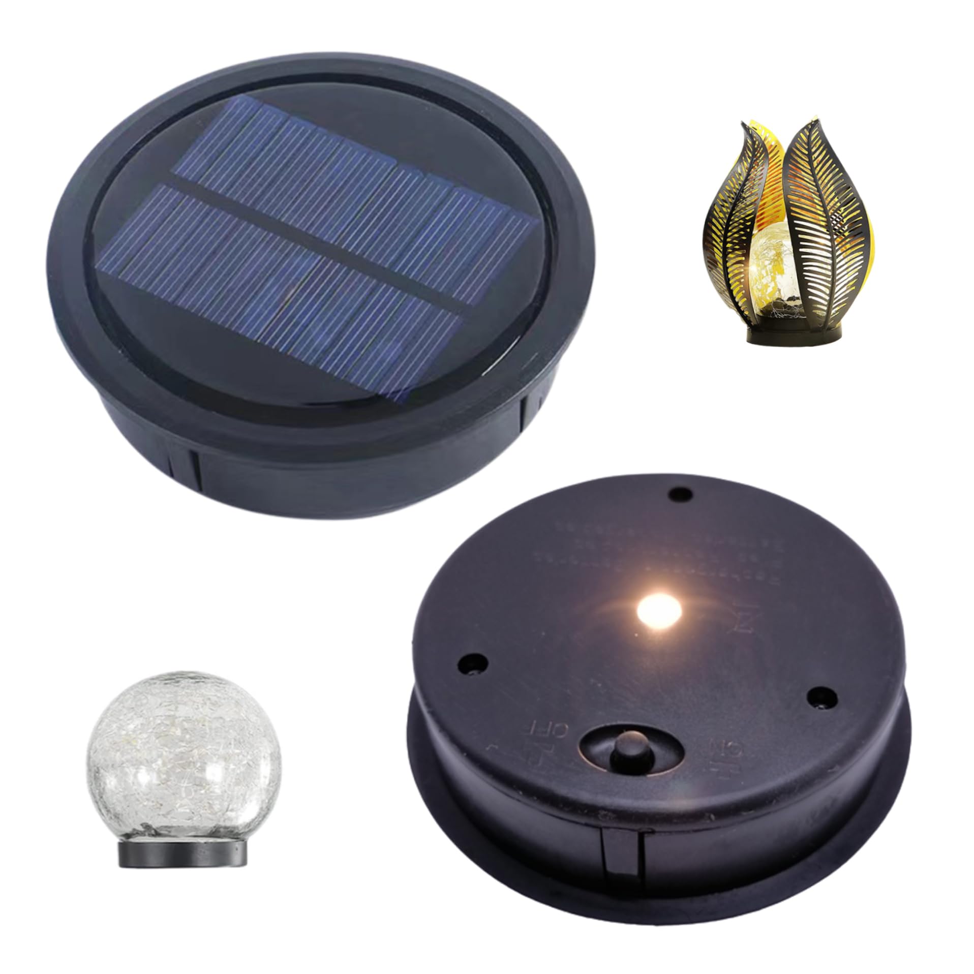 1.2V Replacement Solar Light Parts, 2PCS 3.15inch Waterproof Solar Light Replacement Top with On/Off Switch Replacement Parts for Solar Lights Outdoor Hanging Lanterns, Replacement Solar Light Tops,
