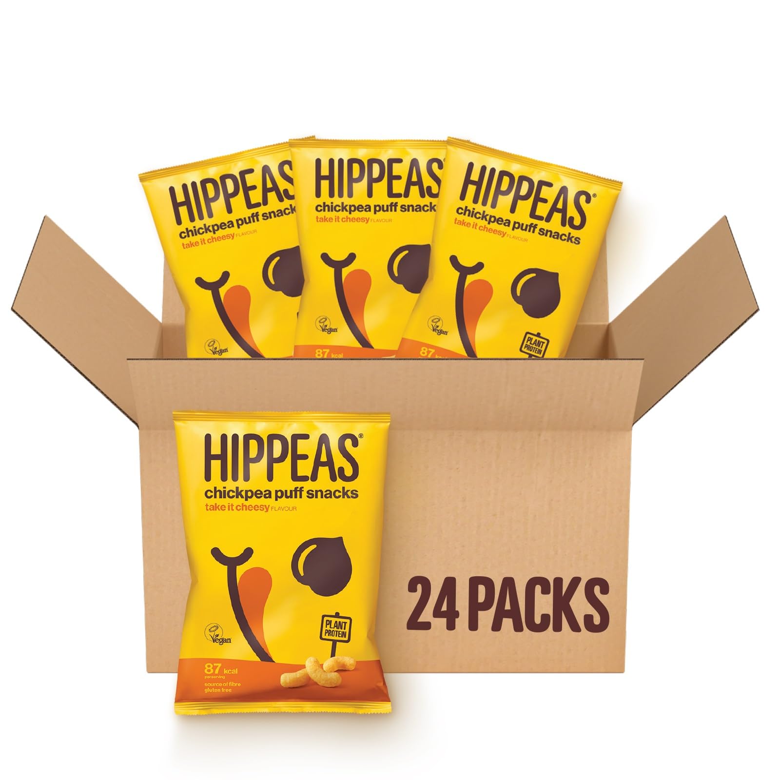 HIPPEAS Cheese Flavoured Chickpea Puff Vegan Multipack Crisps | 24 x 22g Snack Bags | Plant-Based, Source of Protein | Free from Gluten & Artificial Flavours | Light & Crunchy, 91 calories per serving