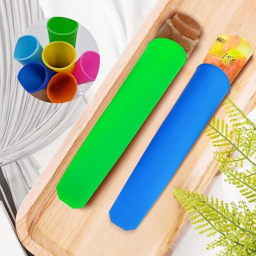 Miniatura 2 de 4 moldes de silicona para paletas con tapas, palitos y recogedor de goteo, bandejas para paletas congeladas, reutilizables, de fácil liberación, sin