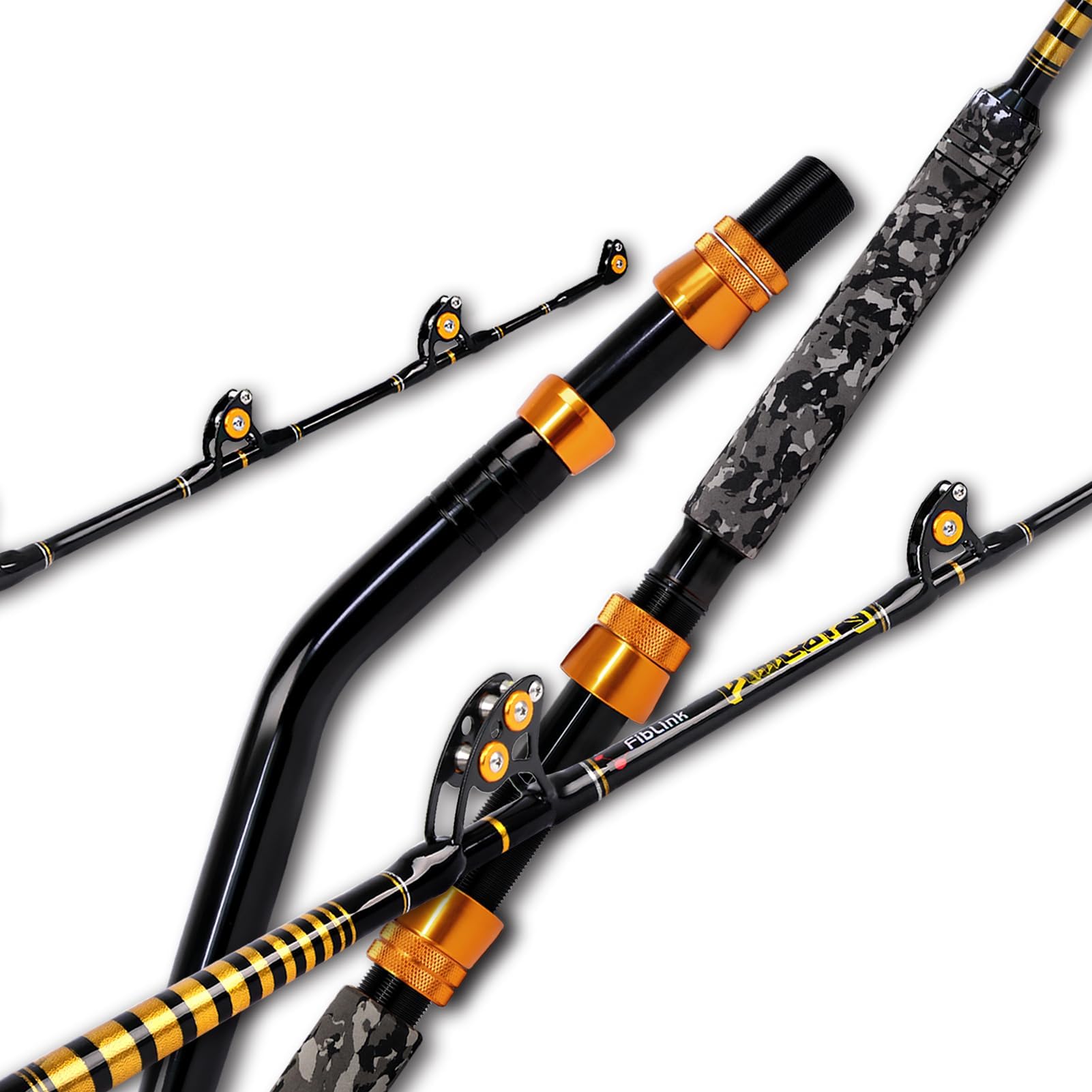 Fiblink 1-Piece Saltwater Offshore Trolling Rod 6-Feet Big Game Rod Conventional Boat Fishing Pole