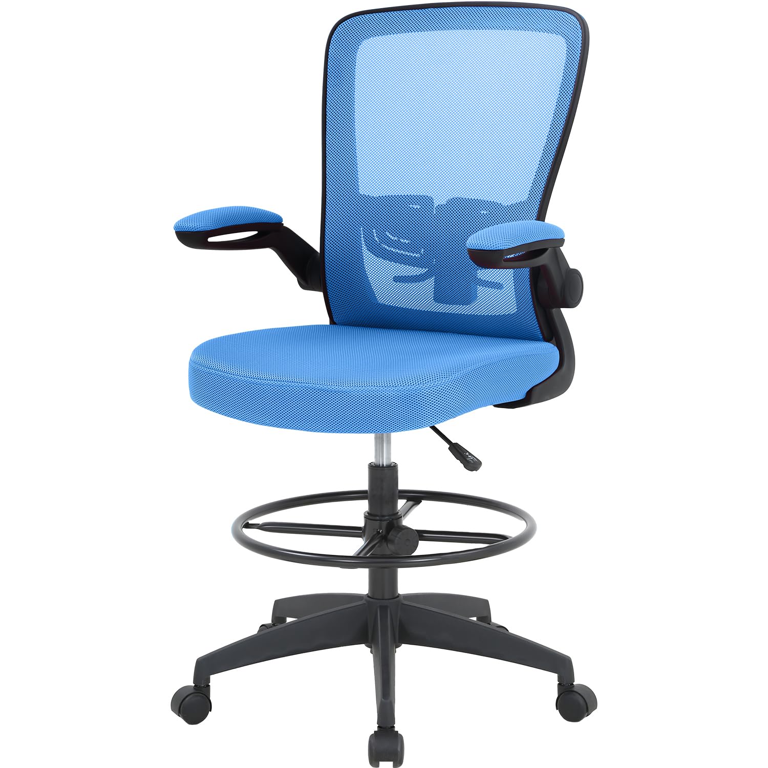 PayLessHere Ergonomic Drafting Chair Tall Office Chair High Adjustable Standing Desk Chair with Lumbar Support Mesh Back Footrest Flip-Up Arms for