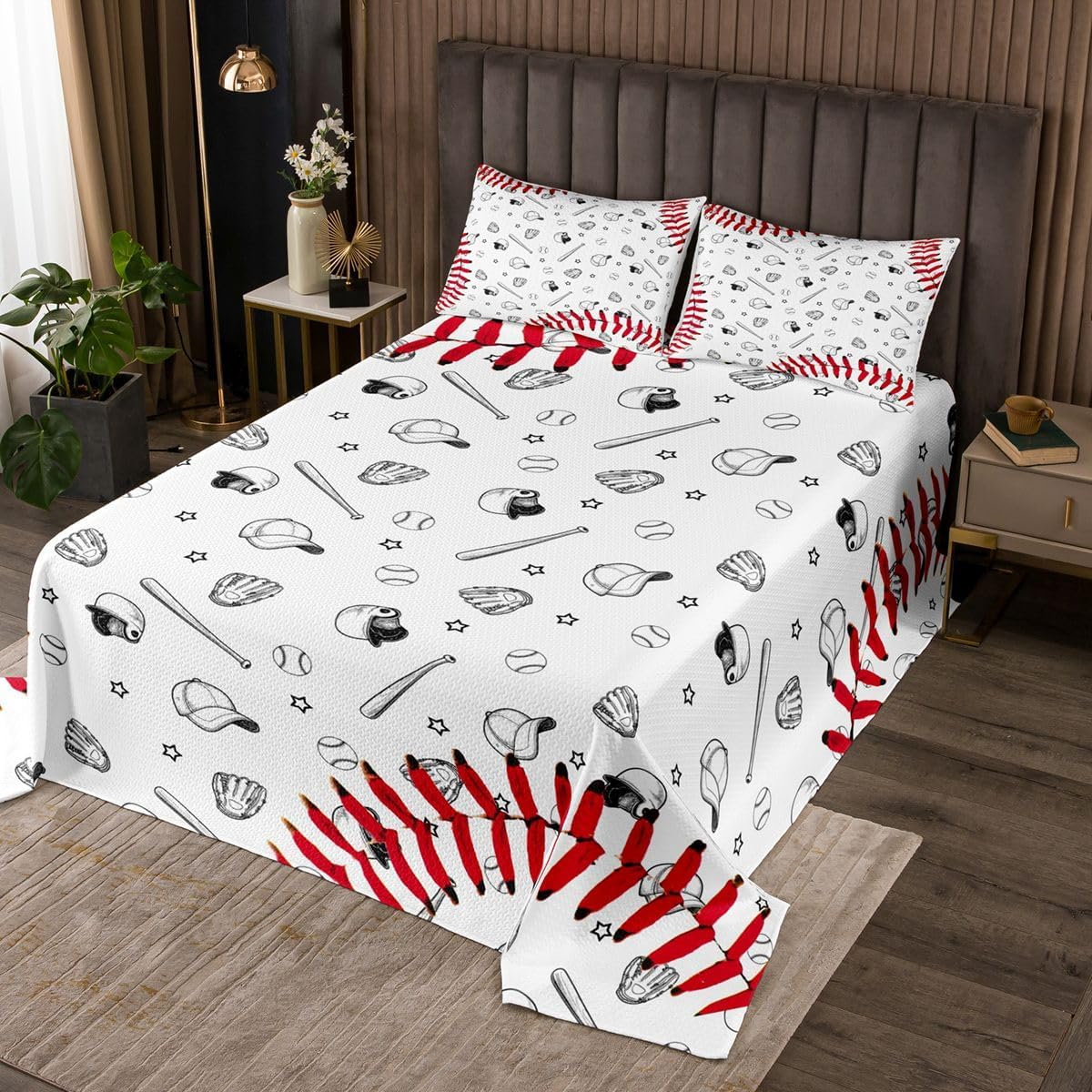 Castle Fairy Video Games Quilt Sets Twin Size,Red Gamepad Bedspread Coverlet 2Pcs for Kids Girls Boys Room Decor,Neon Honeycomb Hexagon Quilts Set Cool Modern Bedding Comforter,1 Pillowcase