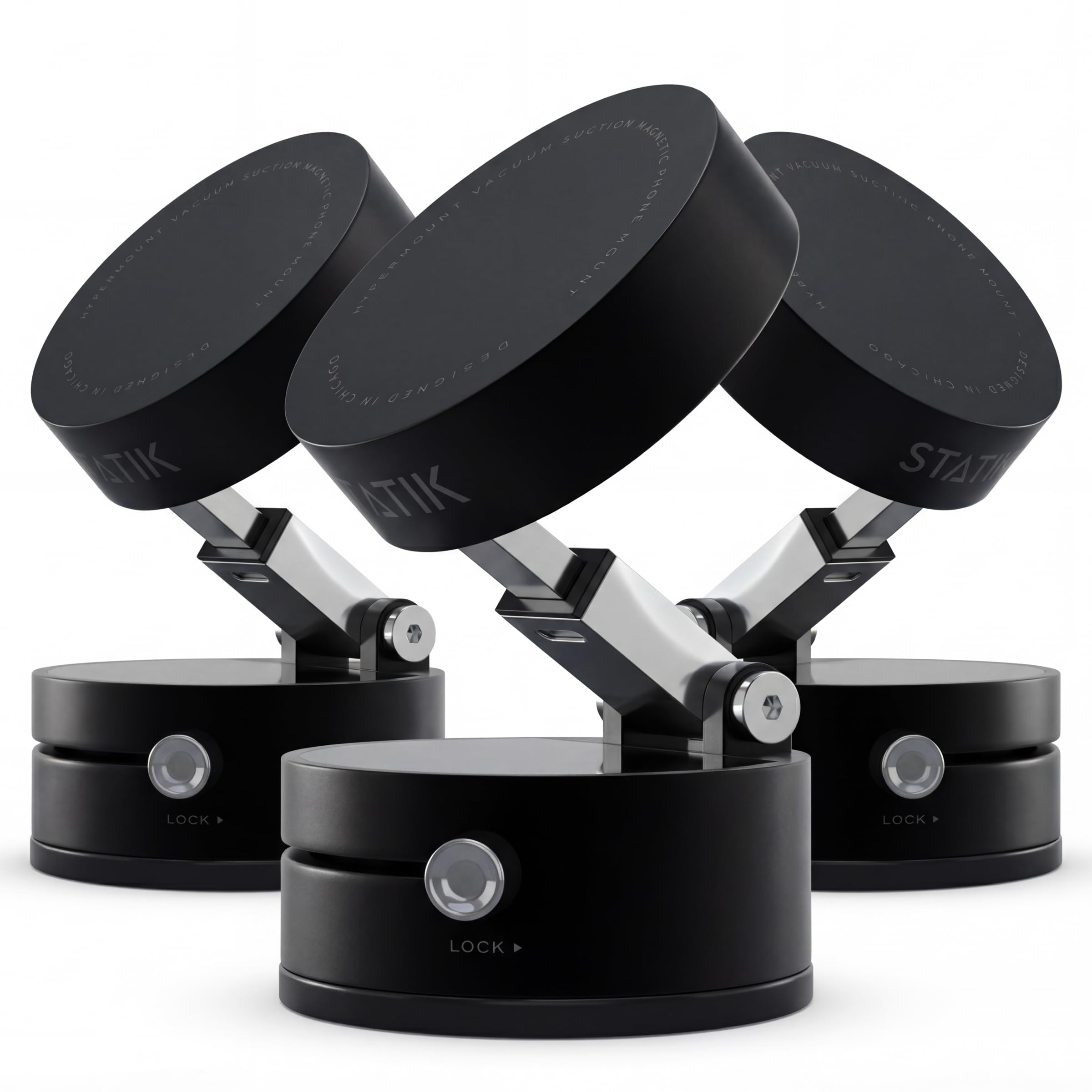 Statik HyperMount (Gen 2) Phone Mount, Magnetic Phone Holder, Car Mount for Phone Works on Smooth & Lightly Textured Surfaces, iPhone, Samsung, and Android Compatible, 3 Pack