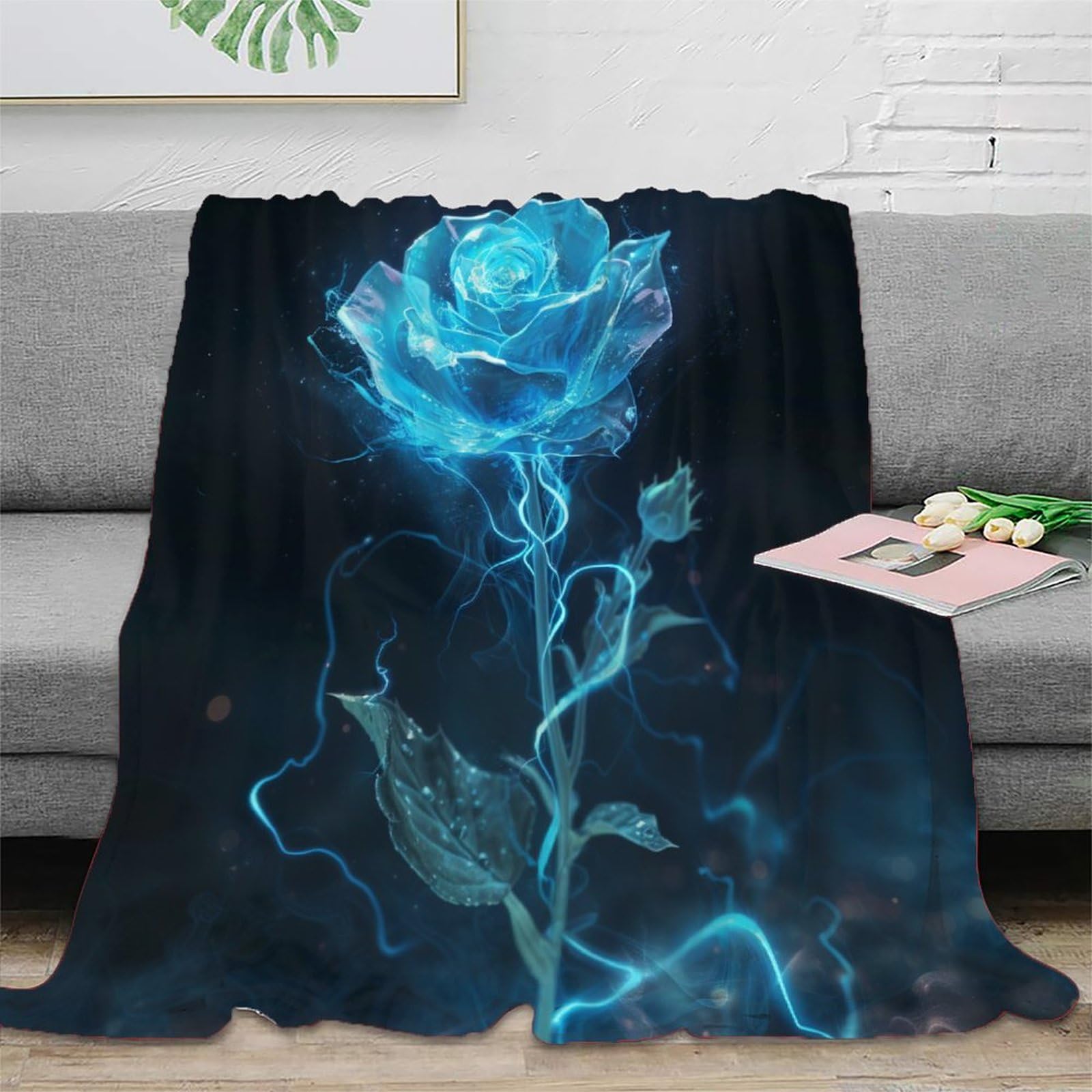 Rosa blu neon Coperta in Flanella Impianto Stampa 3D Peluche Coperte Caldo Morbida Per Ragazzi Ragazze Coperta Termica ，per Divano Letto Ufficio 80x90inch(200x230cm)