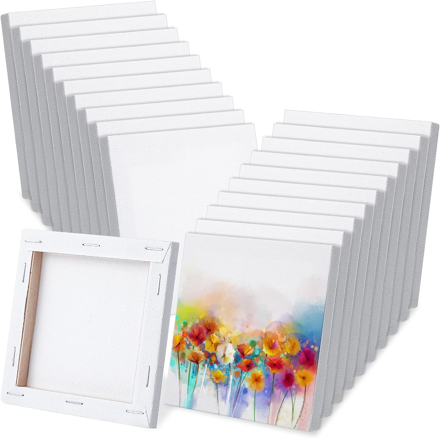 50 piezas lienzos para pintar 10x10cm,Lienzos Preestirados,para Pintar Adolescentes Arte Niños Manualidades Óleo Acrílicos