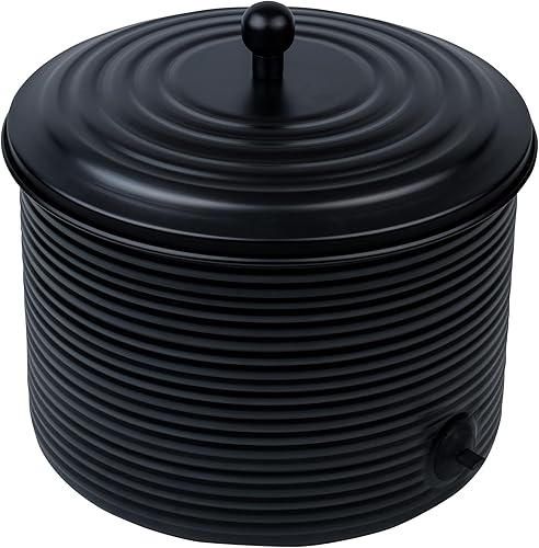 Miniatura 3 de Olla de almacenamiento para manguera de jardín con tapa, acanalada antigua, contenedor de manguera de agua para uso en exteriores o interiores,