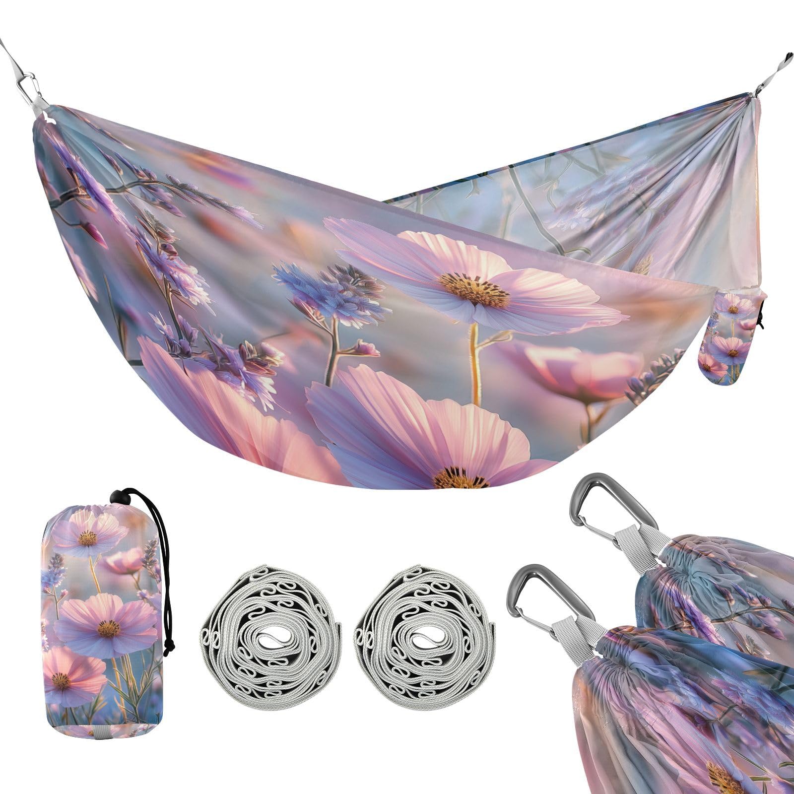 ATTX Floral Landscapes Camping Hammock - Lightweight & Portable Hammocks, Heavy Duty 330lbs Capacity for Indoor, Hiking, Backpacking, Travel, Backyard, Beach#17