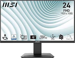 MSI PRO MP2412 23.8 Inch Full HD Office Monitor - 1920 x 1080 Wide View Panel, 100 Hz, Eye-Friendly Screen, VESA Mountable, Display Kit Support, Tilt Adjustable - HDMI 1.4b, DP 1.2a