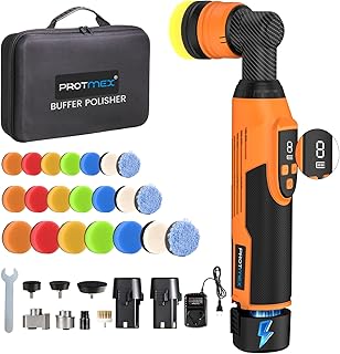 Protmex Cordless Mini Buffer Polisher — Compact 8-Speed Car Polisher with 22 Pads