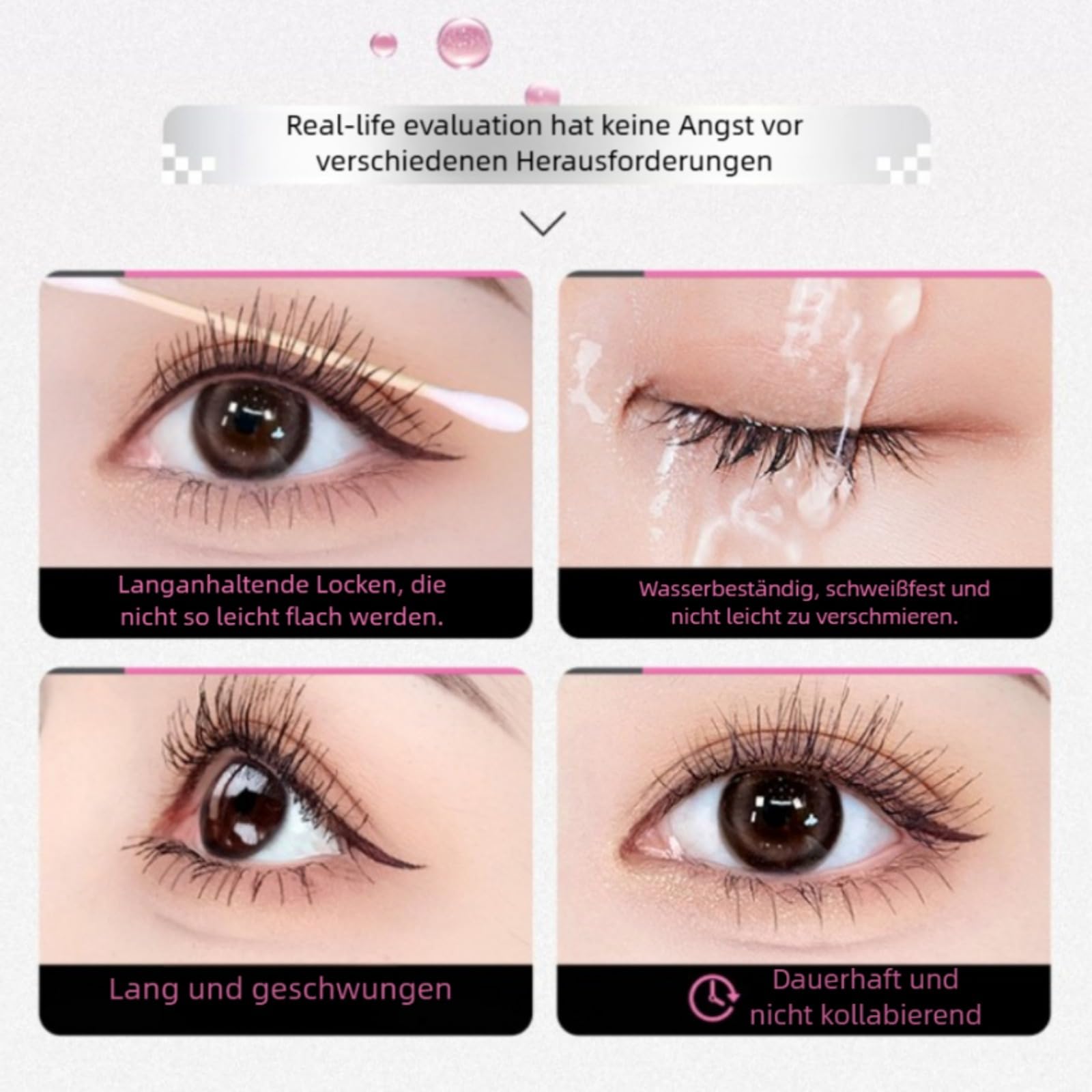 Iron Eye Mascara – 0,5mm Metallbürste, wasserfest, wischfest, mit Vitamin E für gepflegte Wimpern, klumpenfrei (2 Artikel)