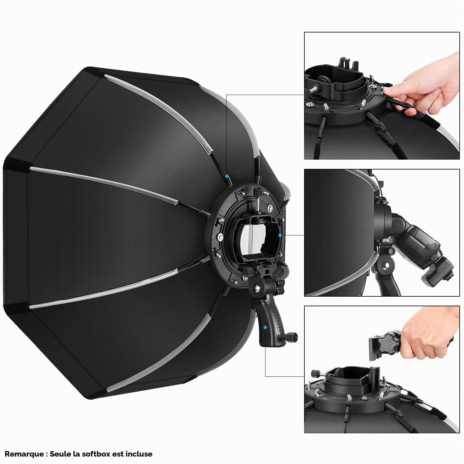 NEEWER Boîte à lumière octogonale de 65 cm avec Fermeture Rapide, Support de Type S, Sac de Transport, Compatible avec NEEWER TT560 NW561 NW600 NW620 NW700 NW-670 750II et Q3 AD200Pro Flash