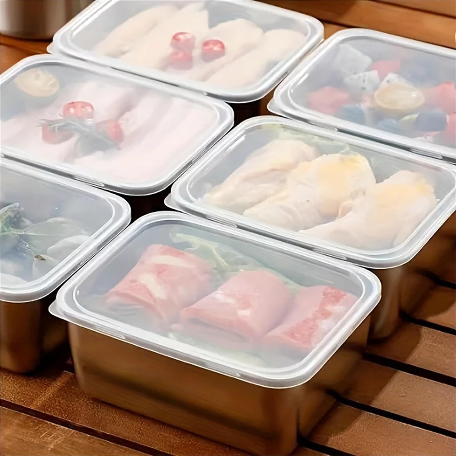 6-teiliges Set mit Frischhaltedosen aus Edelstahl Für Küche | Luftdichte Lunchboxen for die Zubereitung von Mahlzeiten, beim Camping und im Büro, spülmaschinenfest