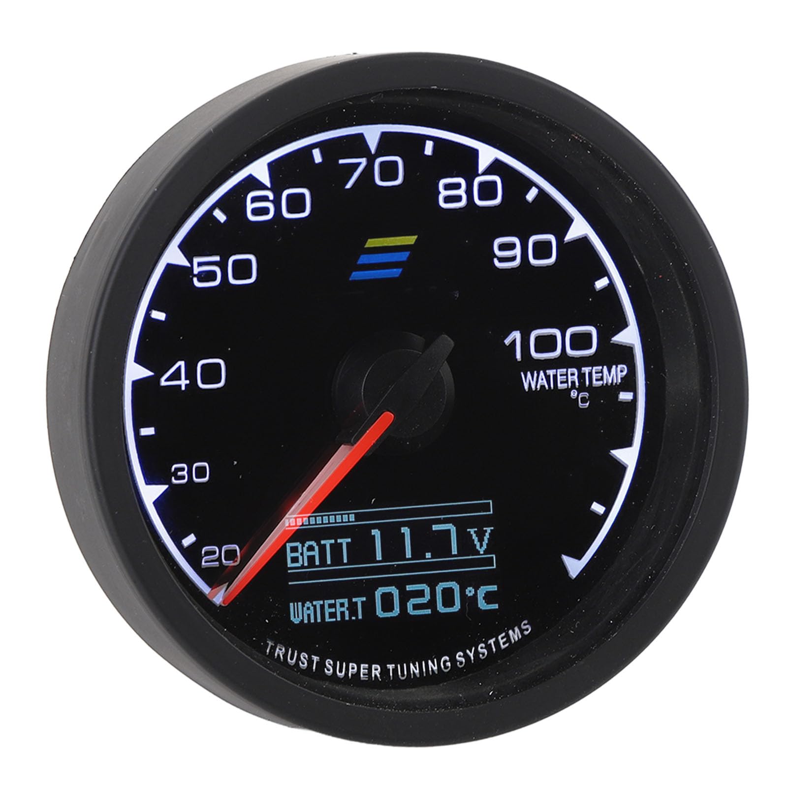 Alomejor Medidor de Temperatura del Agua de 68 Mm Indicador de Temperatura del Agua de Metal ABS Puntero de 104 a 212 Fahrenheit y Pantalla Digital DC 10 a 15 V para Conductores de Automóviles