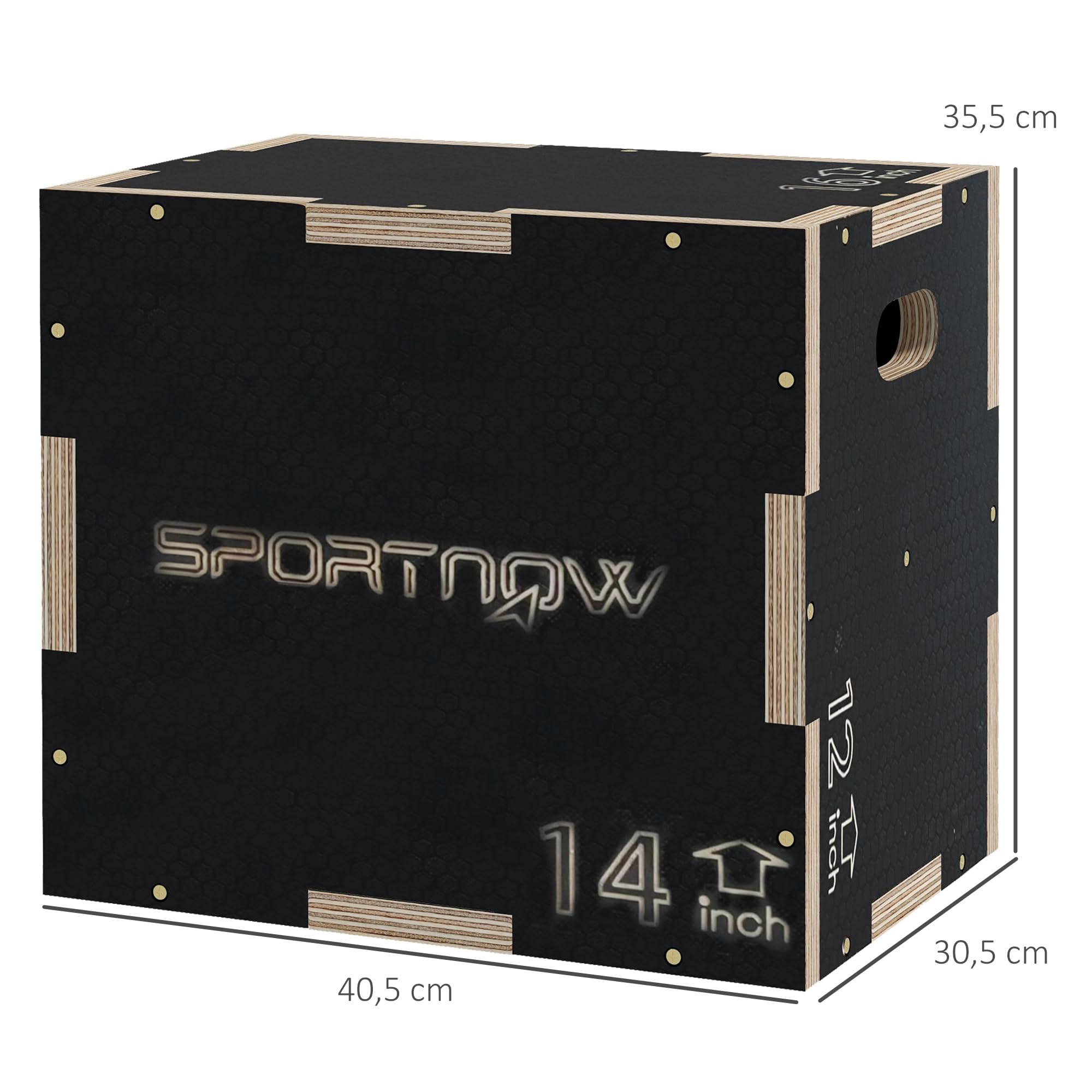 SPORTNOW Box Jump Plyobox skakanka 3 w 1, antypoślizgowa kulturystyka, fitness i trening crossowy, do drewnianego pudełka treningowego, wysokość czarna