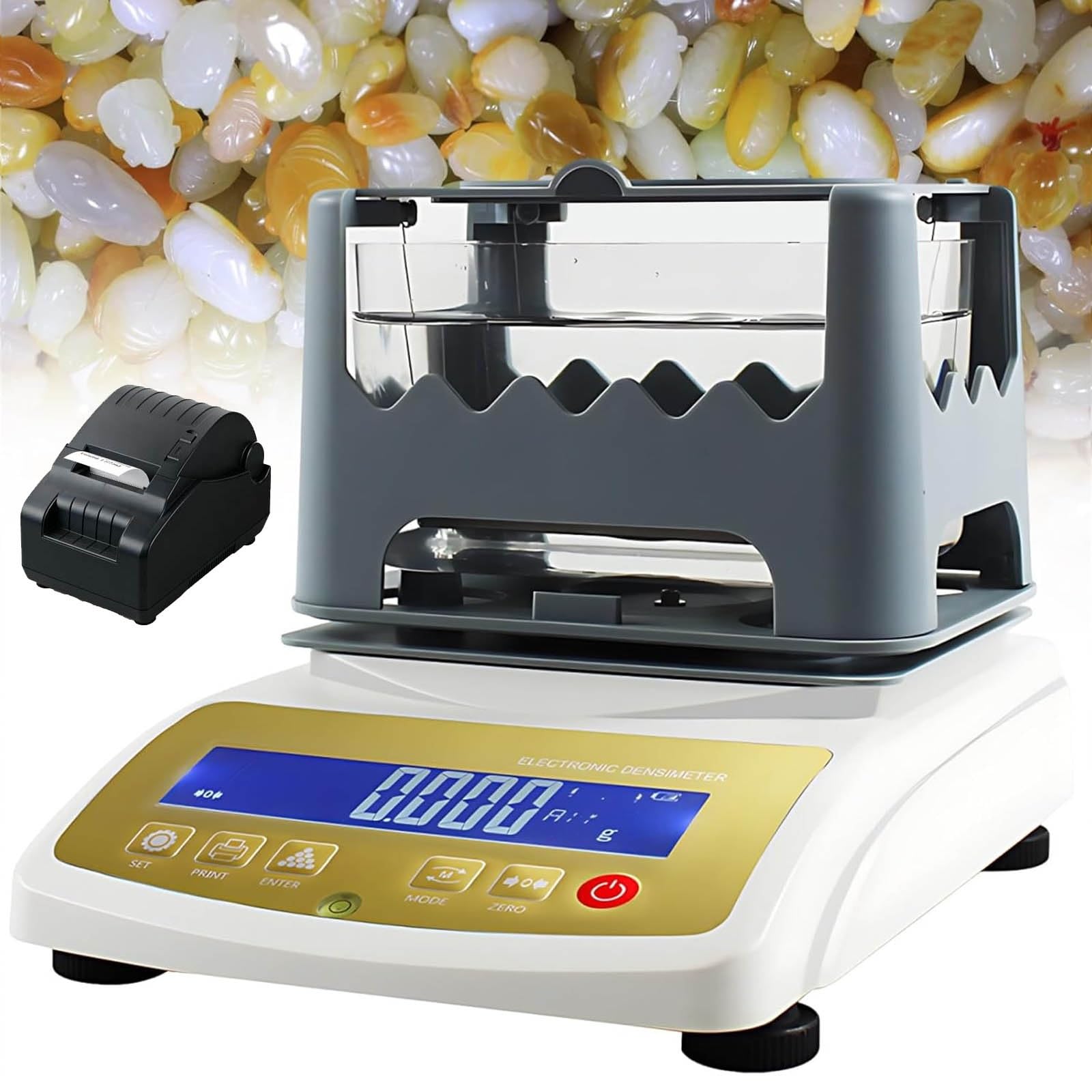 Edelmetall-Reinheitsprüfgerät, Analysegerät Für Authentisches Silber Und Gold, Präzise Analyseergebnisse, Genaues Dichtemessgerät Und Feststoffdichtemesser, Ideal Für Juweliere(W/Printer,XF300K)