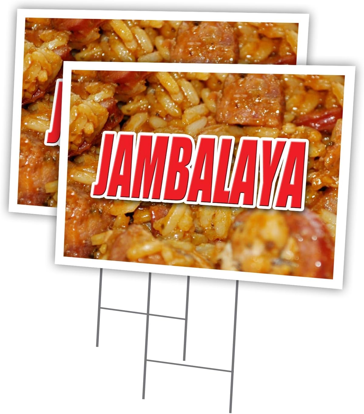 Jambalaya 2 Pack of 18" x 24" Yard Sign & Stake | Advertise Your Business | Stake Included Image On Front Only | Made in The USA