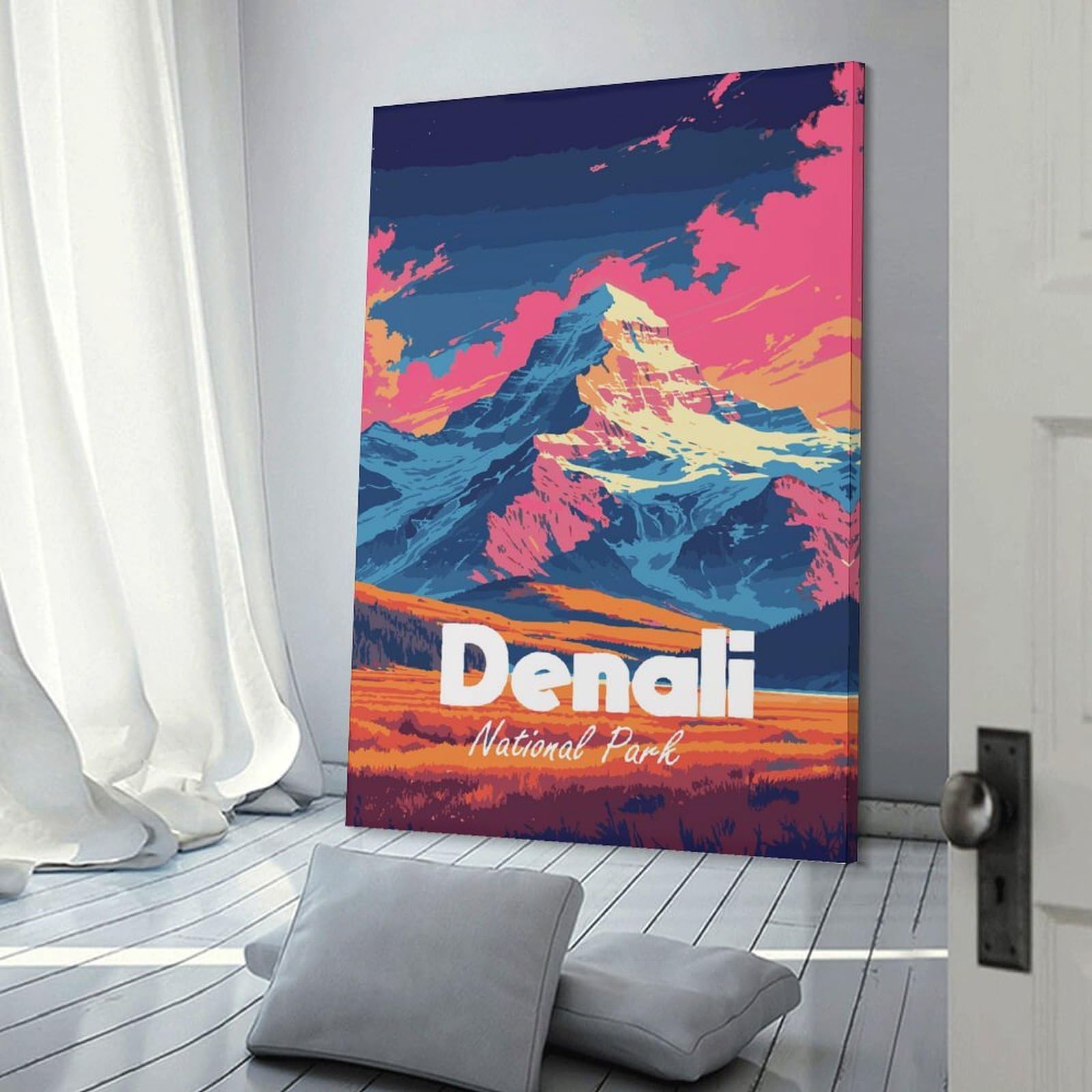 Junmoney Denali National Park Colorful Landscape Canvas Art Print, 16x24inch(40x60cm), for Bedrooms, Workspaces And Everyday Interiors, A Flexible Wall Accent for Shared Spaces