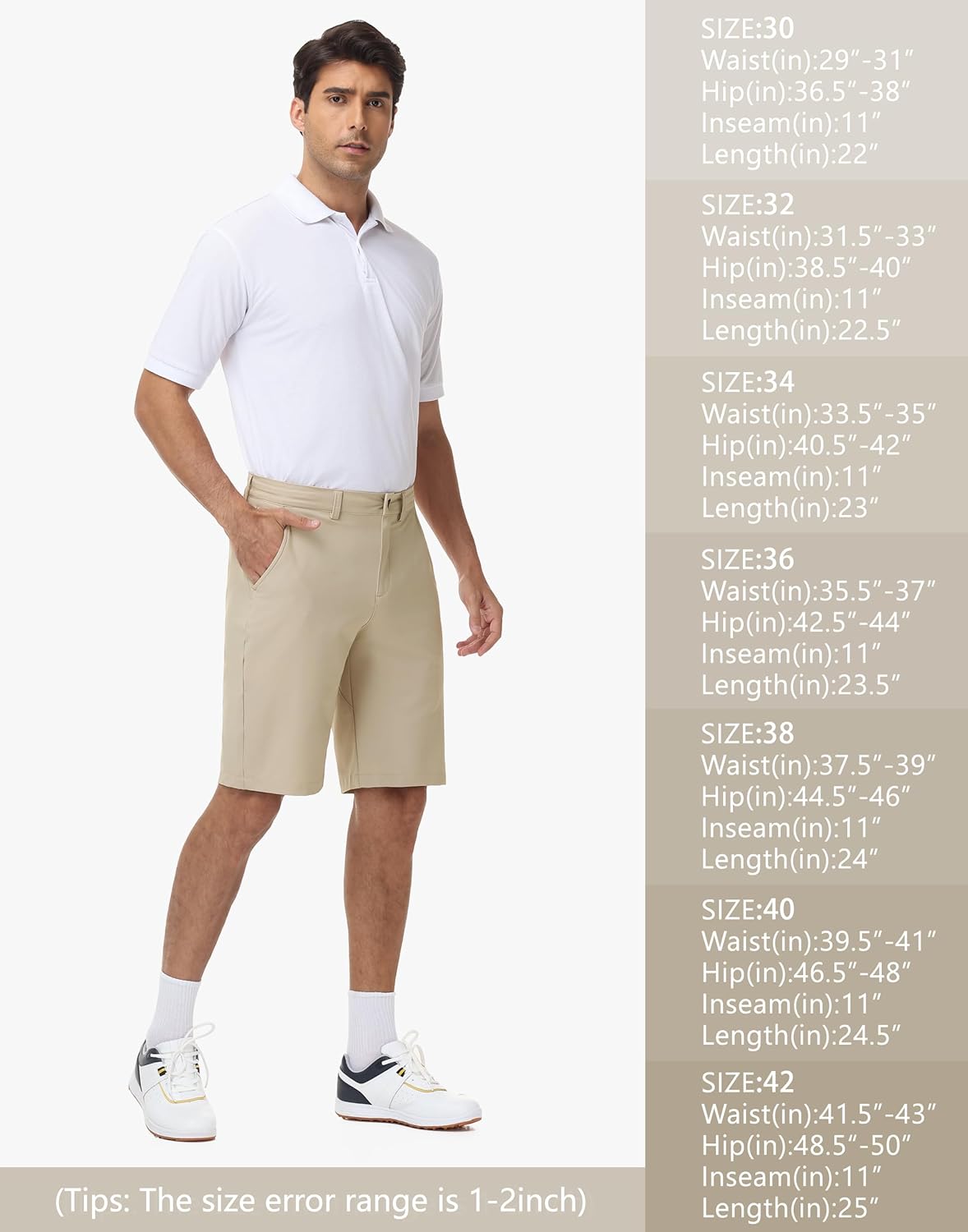 JWM Mens 9"/11" Stretch Golf Shorts - Lightweight Quick Dry UPF50 Dress Hybrid Casual Work Flat Front Shorts with Zip Pockets - Image 6