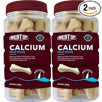 Meat Up Calcium Bone Jar, Dog Supplement Treats - 240 g, 30 Pieces (Buy 1 Get 1 Free)