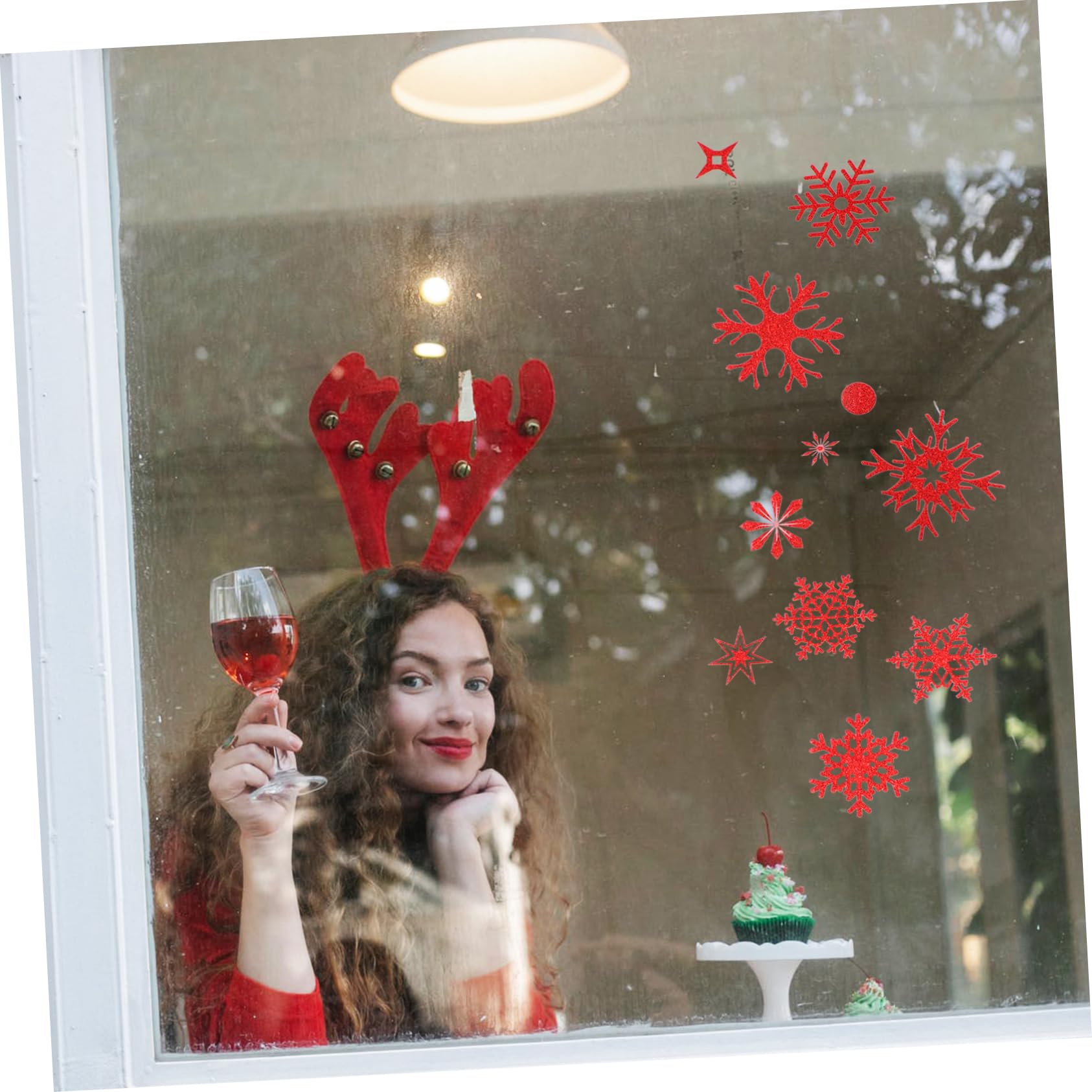 4 Sätze Glas Aufkleber Dekorationen Weihnachtsdekoration Drinnen Weihnachten Im Freien Abziehbilder Streifen Weihnachts-hüpfburgen Schneeflockenfenster Haften 27 Stück * 4 TOPBATHY