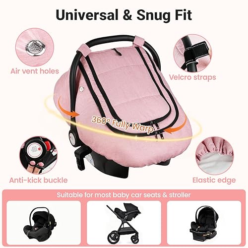 Miniatura 4 de Rquite Funda de asiento de automóvil para bebé, fundas de asiento de automóvil de invierno para niño y niña, funda impermeable para asiento de
