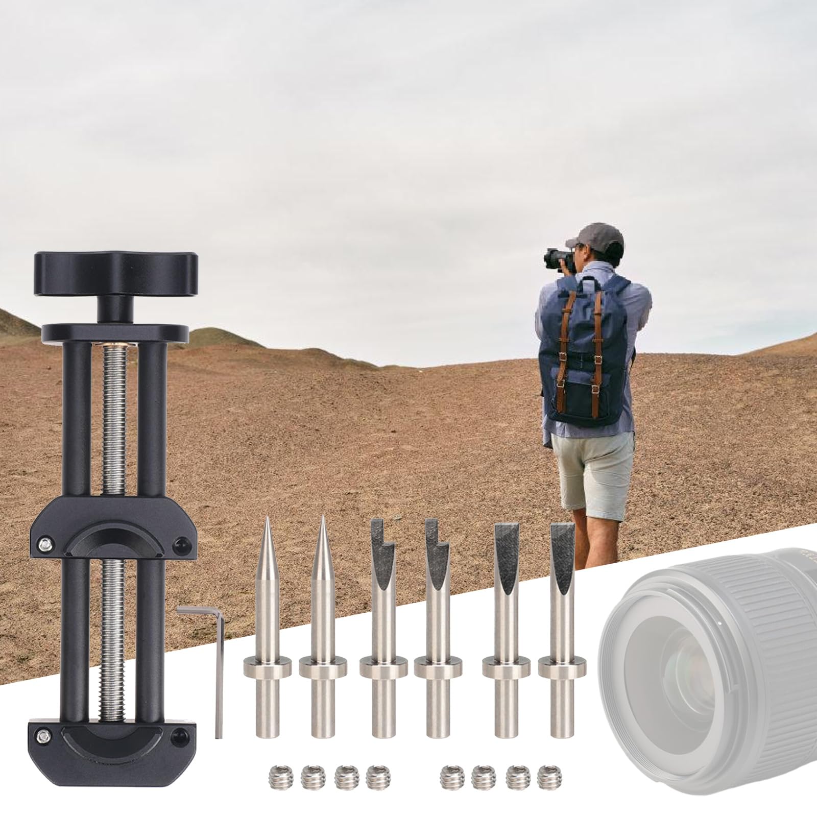 Set di strumenti per la pulizia del filtro della fotocamera Set di morse per videografi e fotografi Strumenti di riparazione del filtro a lente aperta