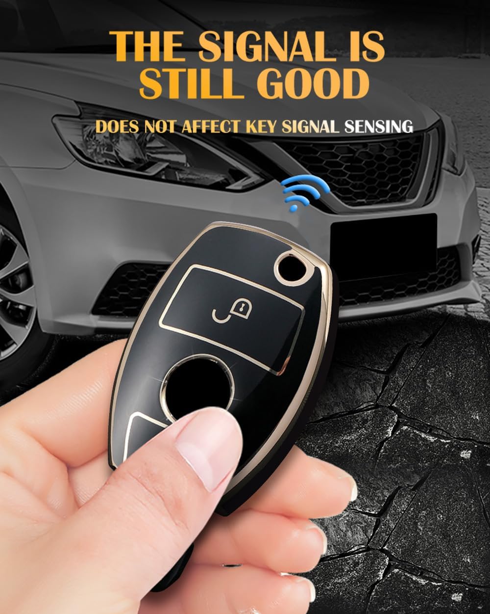SANRILY Keyless Custom with Photo 2 Button Key Fob Cover Fit for Benz G Class W463 GLK A B S M AMG Class Fit for Mercedes Keychain Holder Personalized Gifts Men Women Gray-Blue