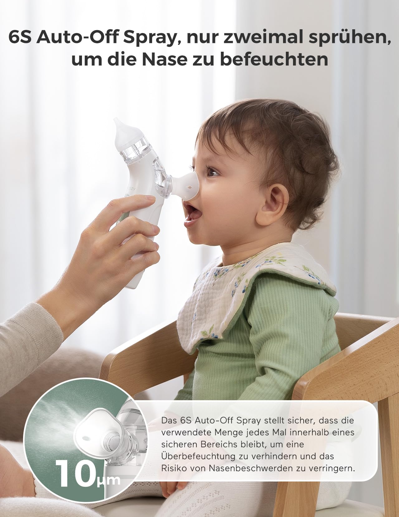 Momcozy BN007 BreezyClear 2-in-1 Nasensauger Baby, 4 einstellbare Stufen, leiser & tragbarer Nasensauger Baby mit beruhigendem Licht & Musik