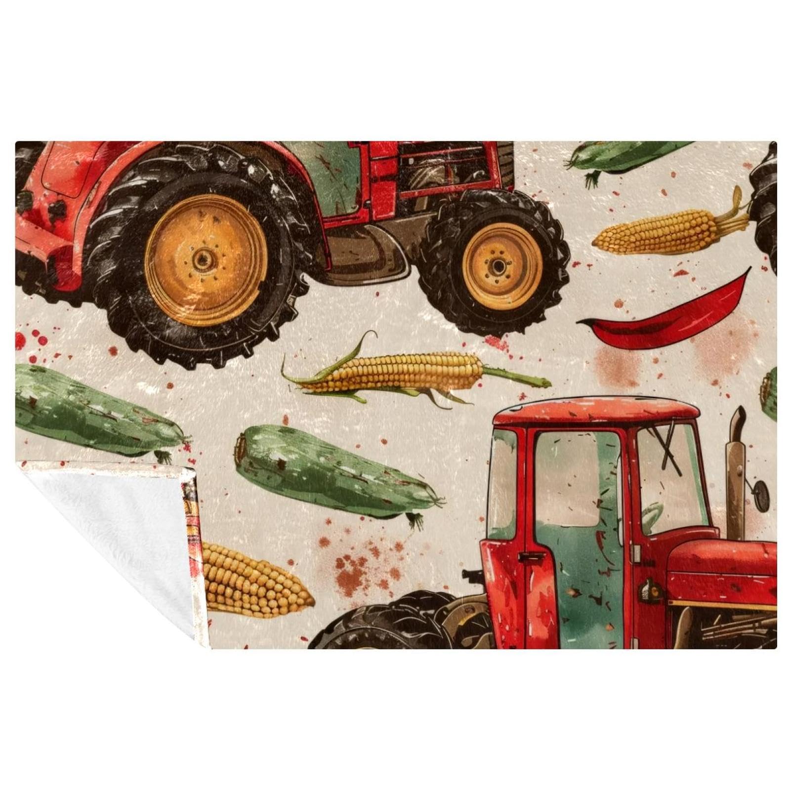 Couverture chaude en flanelle isolante imprimé tracteur lit et canapé 150x100