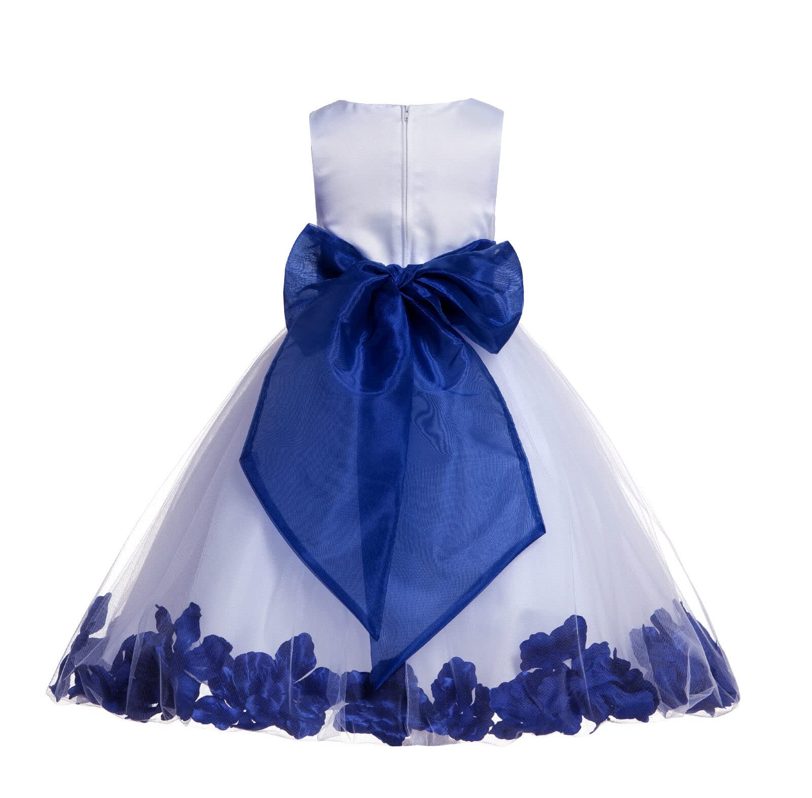 White Tulle Floral Rose Petals Junior Flower Girl Dress Pageant Dresses 007 S