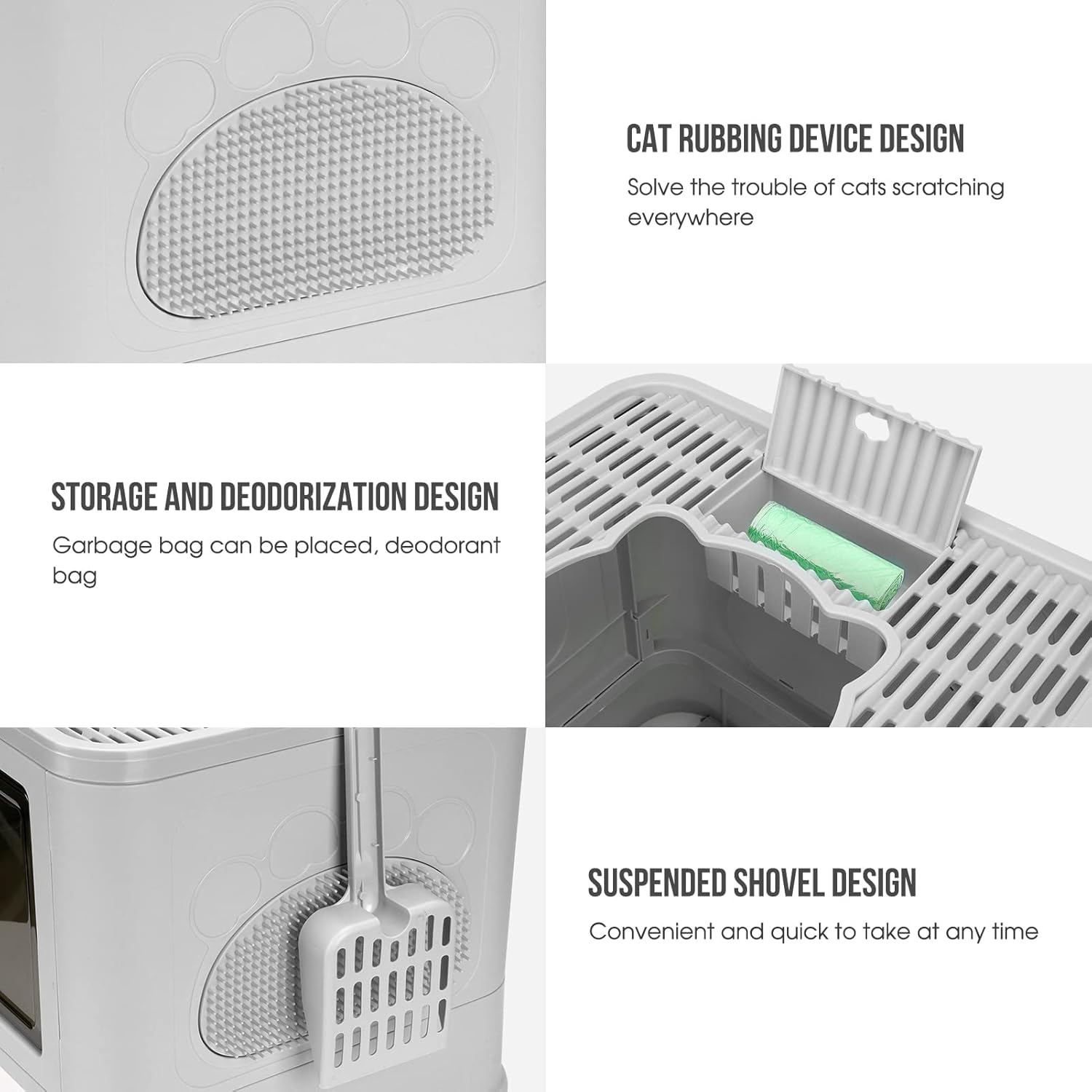 Cat Litter Box Fully Enclosed and Foldable,Top Entry Litter Box Storage and Deodorization Design Easy to Clean Covered Litter Box,Comes with a Cat Shovel Comes with a Cat Rubbing Device X-Large