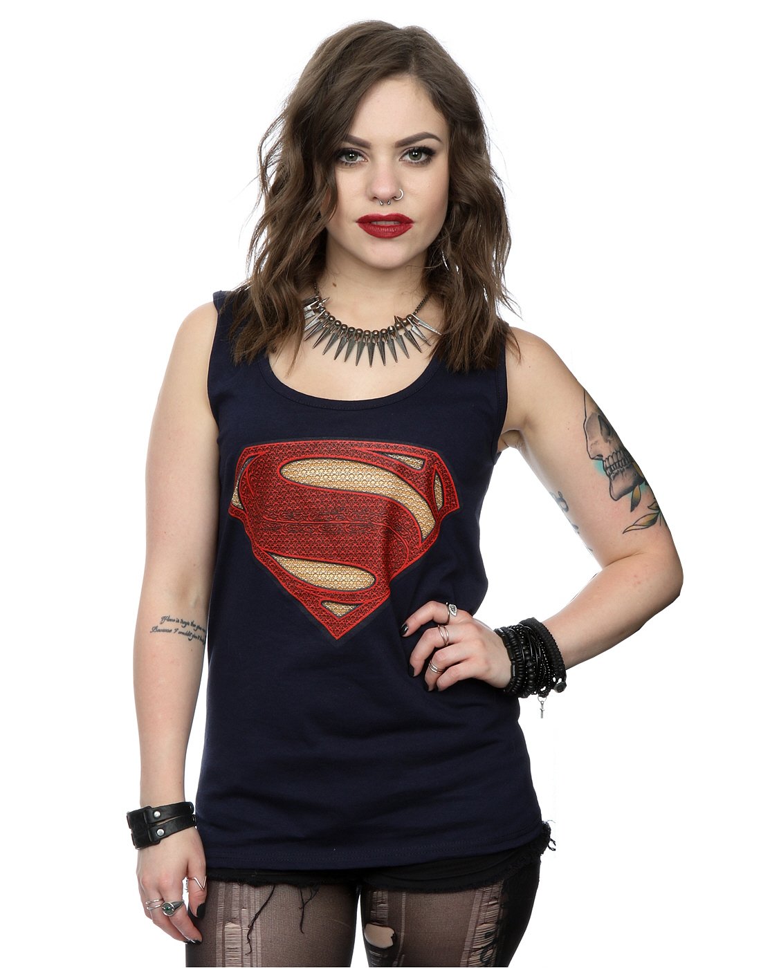 Dc Comics Women's Deep Navy Superman Man Of Steel Logo Vest XX-Large