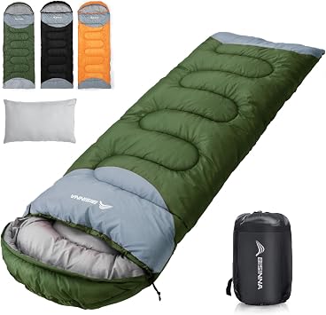 BISINNA 0 Degree Winter Sleeping Bags480GSM for Adults-Cold Weather Camping Sleeping Bag-Comfortable Warm Portable Sleeping Bags with Pillow Compression Sack for Backpacking Hiking Outdoor