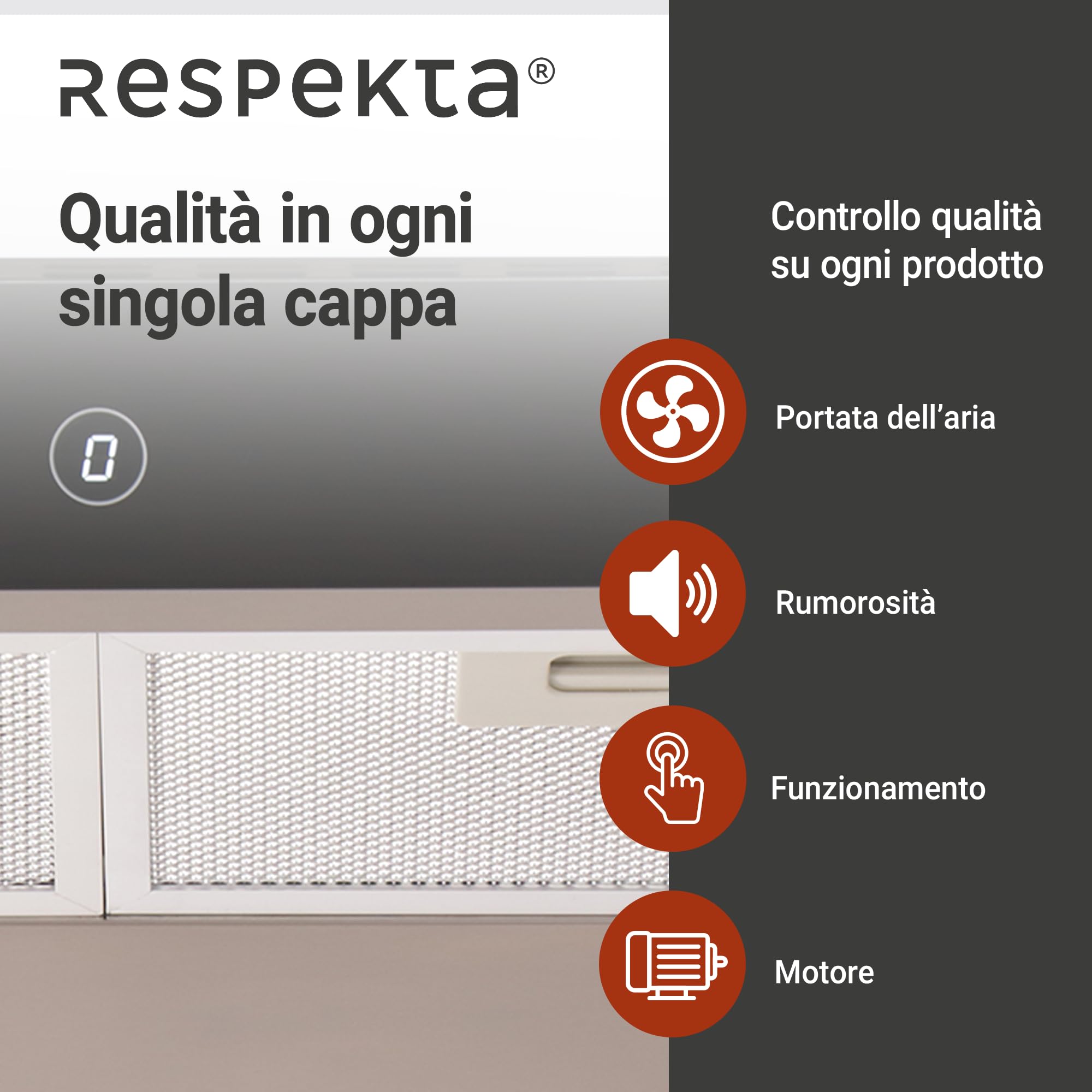Respekta Sanja Cappa aspirante da incasso/cappa aspirante da incasso 60 cm/struttura in metallo in acciaio inox/funzione di ricircolo / CH12060 IX-21 / A+ / 55 – 64 dB