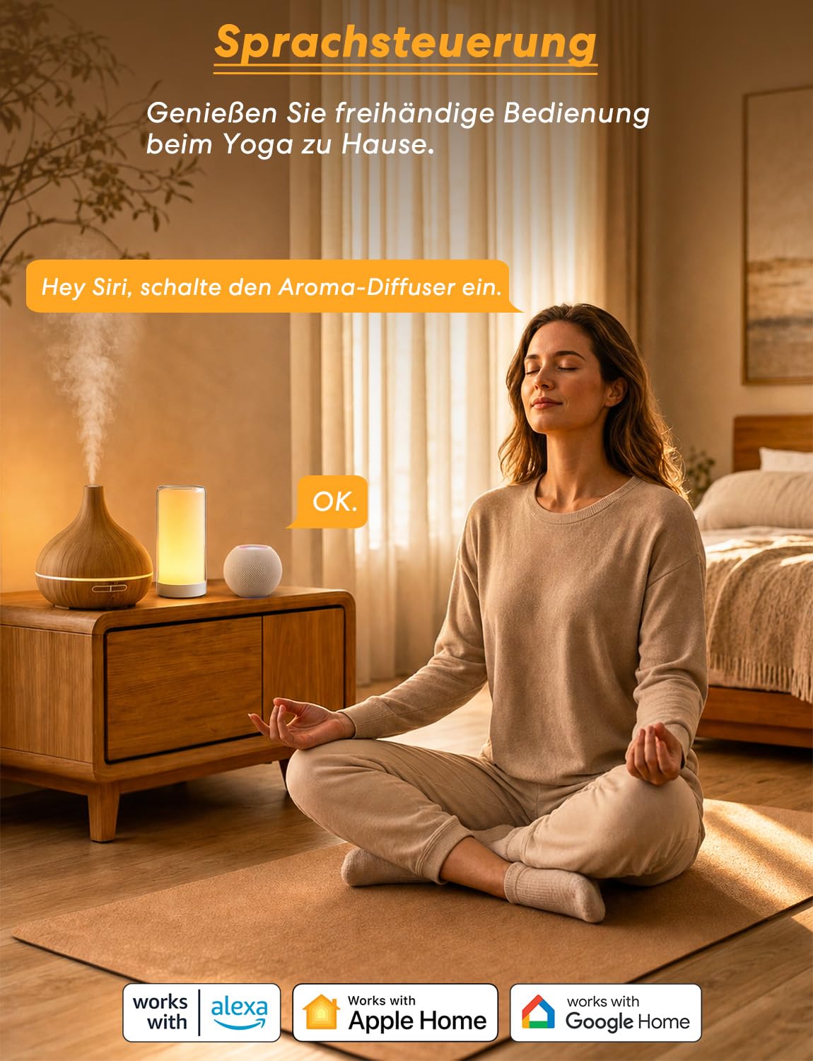 Meross Smart Aroma Diffuser mit APP Steuerung, Luftbefeuchter WLAN kompatibel mit Apple Home, Alexa und Google Home, Fernsteuerung & Sprachsteuerung, Zeitschaltuhr, 400ml