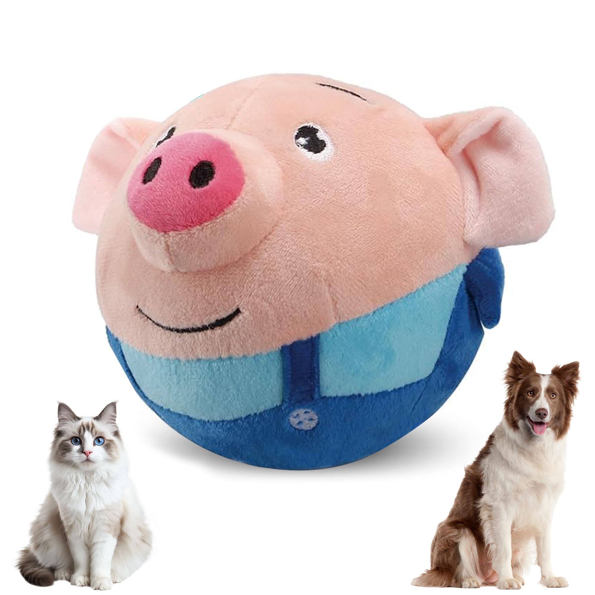 Active Moving Pet Plush Toy 2025 New Squeaky Moving Dog Ball Toy Interactive Puppy Toys Rechargeable Cartoon Plush