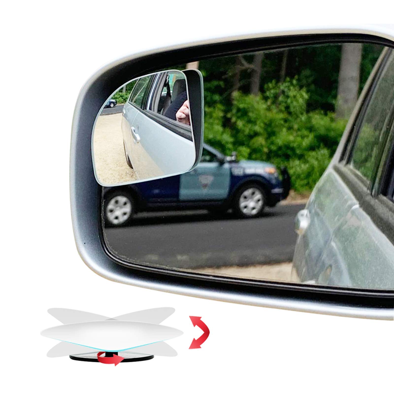 Fan Shape Blind Spot Mirror, HD Glass Frameless Stick on Adjustabe Few Convex Wide Angle Rear View Mirror for Car Blind Spot, Pack of 2 (Fan)