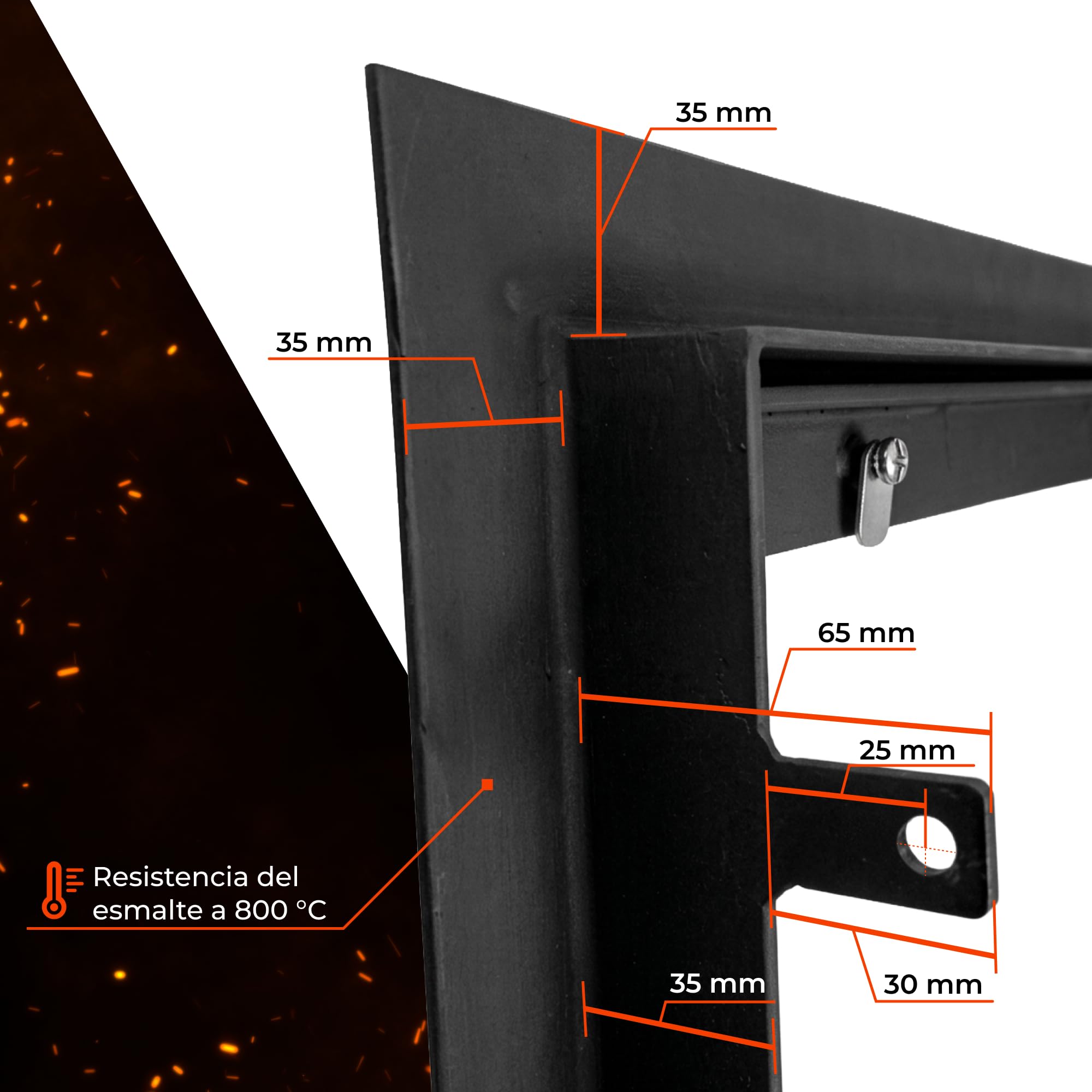 ZK3 | Puerta Chimenea con Brida a Medida | Cristal Grande | Pérdida mínima de Apertura | Chimenea, Horno leña, Parrilla y ahumador | Cristal Resistente al Calor | Puerta Acero